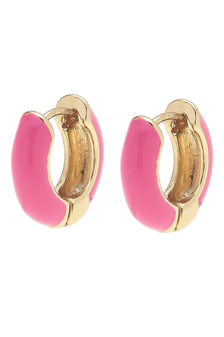 Cici Hinged Enamel Huggie Hoop Earrings