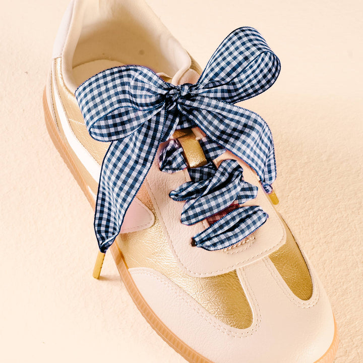 Step It Up Shoelaces-Gingham Navy