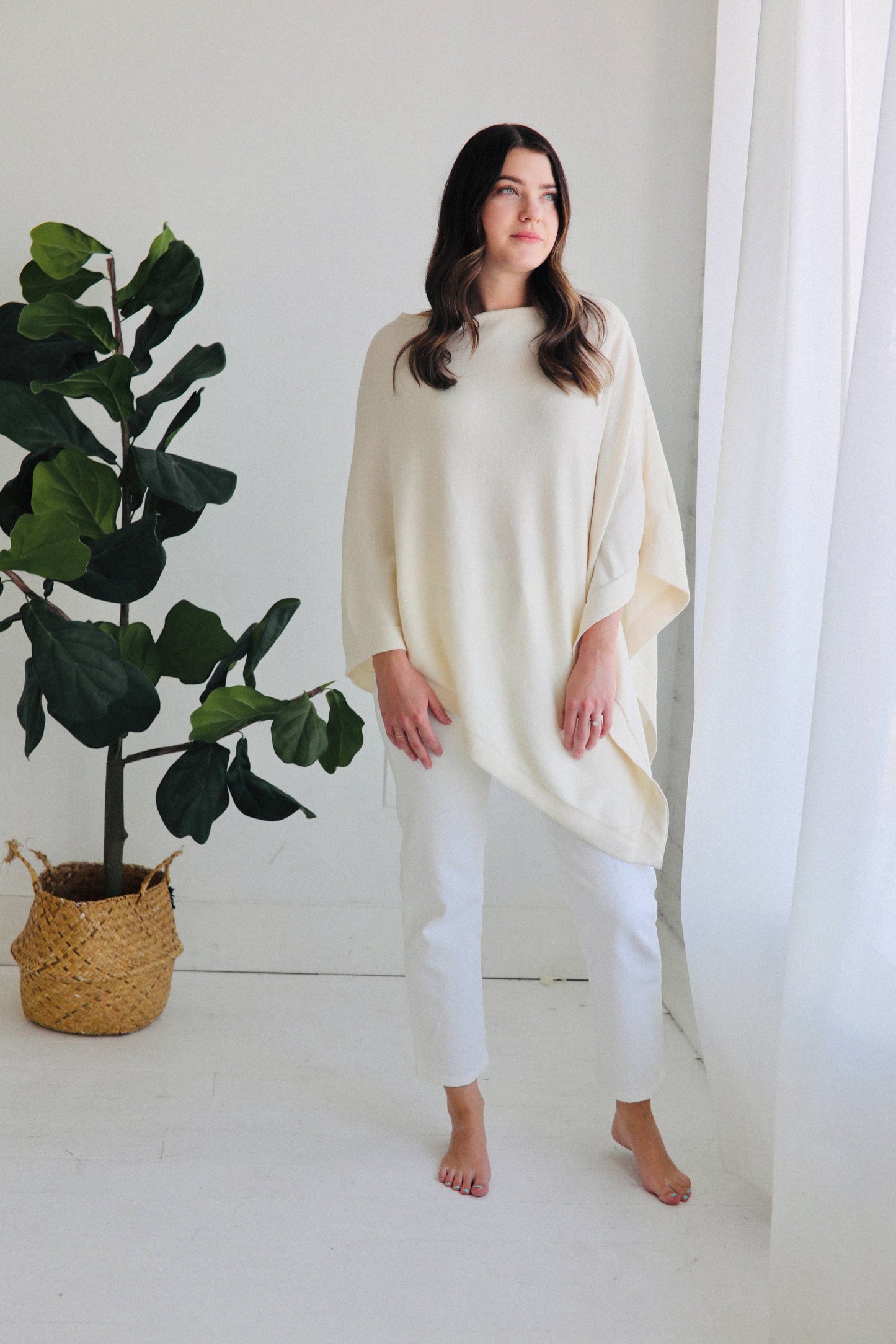 Women's Organic Poncho Sweater Knit Pulloever