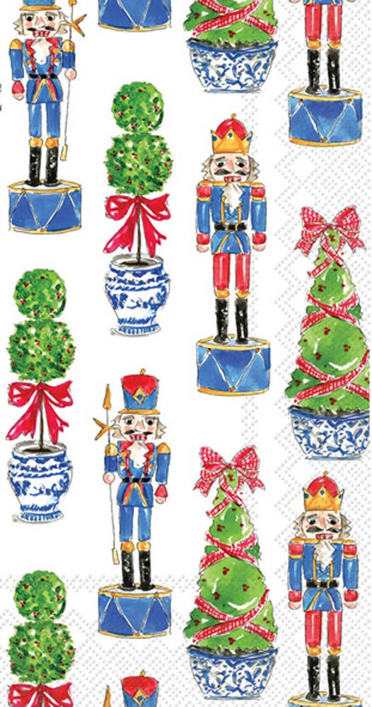 Paper Guest Towels - Nutcrackers And Topiary Christmas