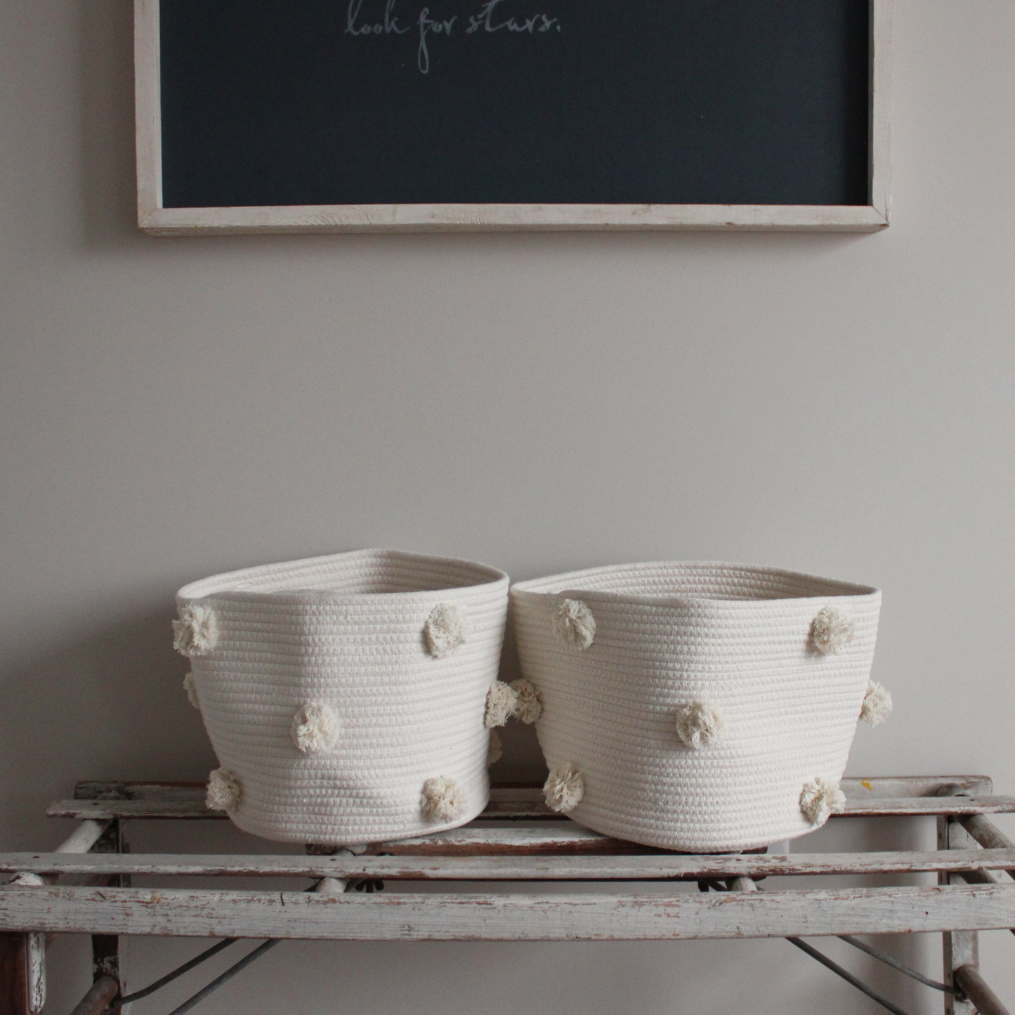 Natural Pom Basket