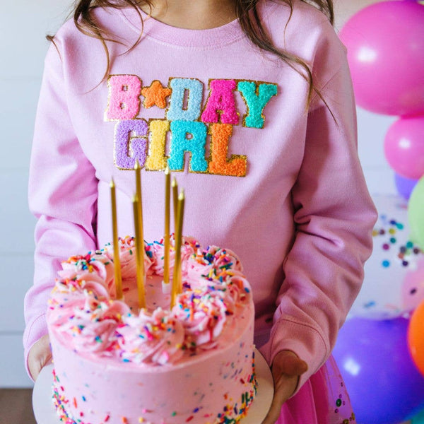 Birthday Girl Patch Sweatshirt - Kids Birthday Sweatshirt
