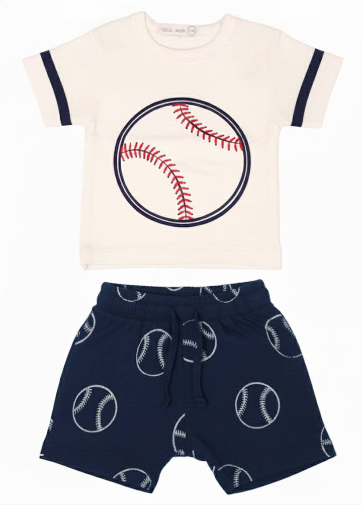 Sand Baseball Number French Terry Tee and Shorts Set