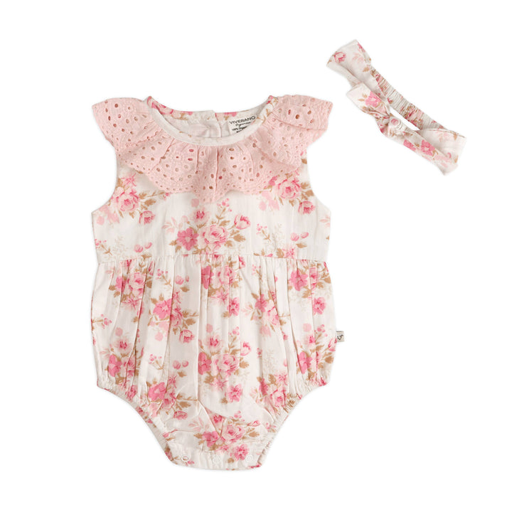 Nova Floral Baby Romper + Headband (Organic)