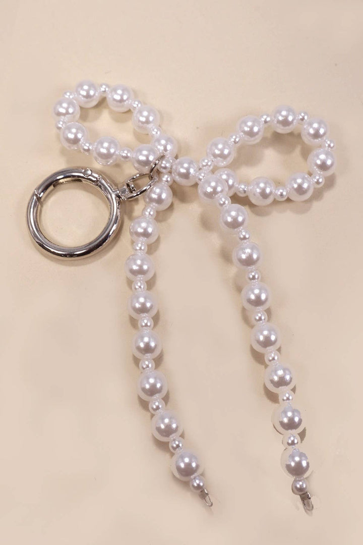 PEARL BOW KEYCHAIN BAG CHARM