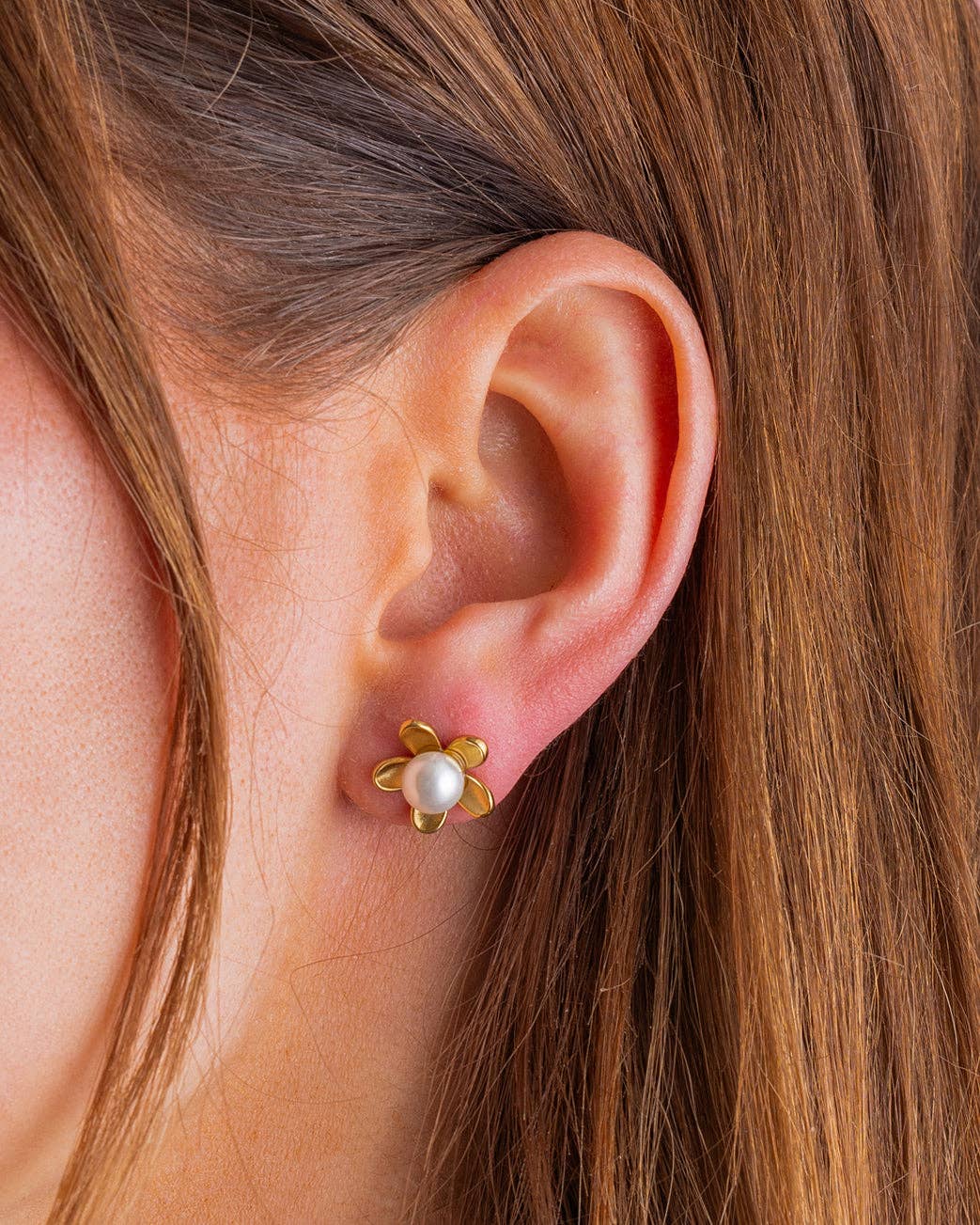 Gold Plated Stud Earrings - Kali