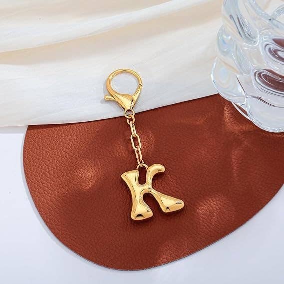 Bubble Letter Monogram Bag Charm Key Chain