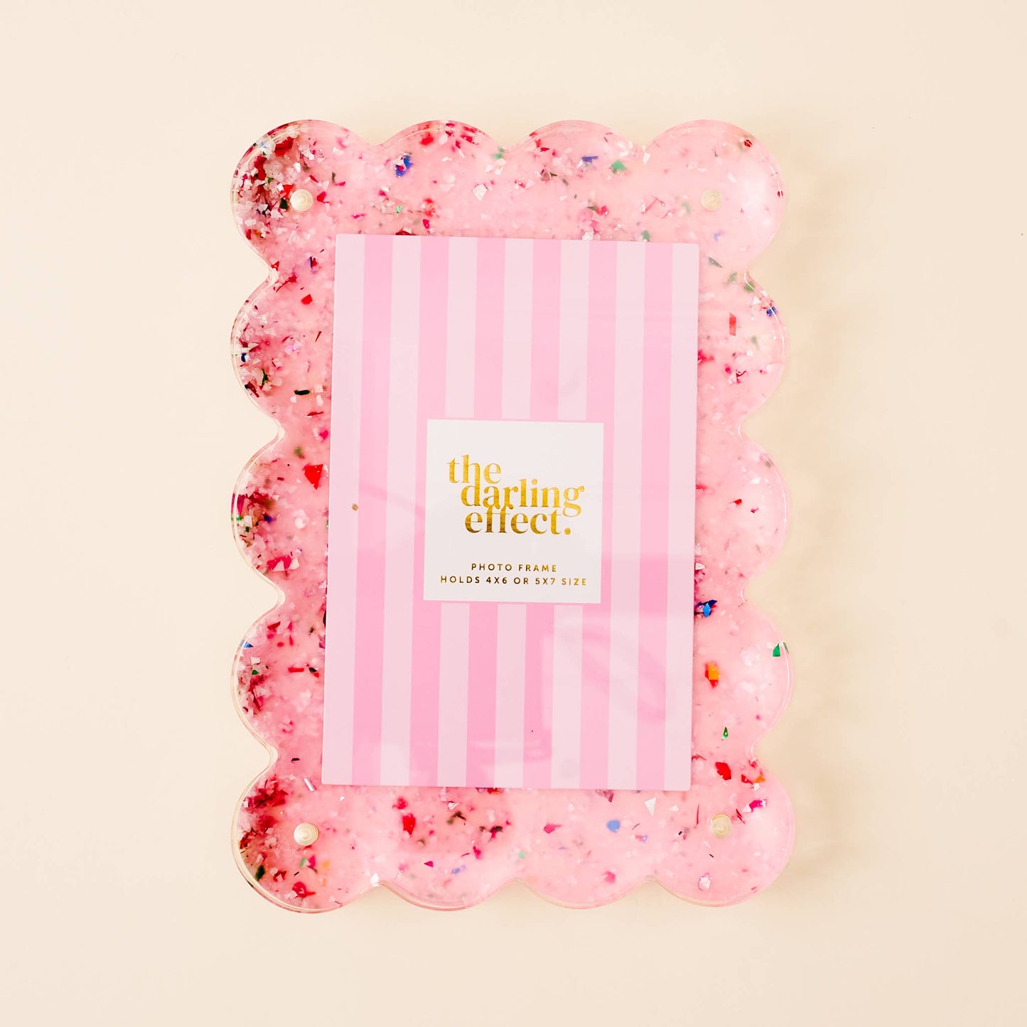 Rectangle Scalloped Acrylic Frame - Confetti Pink