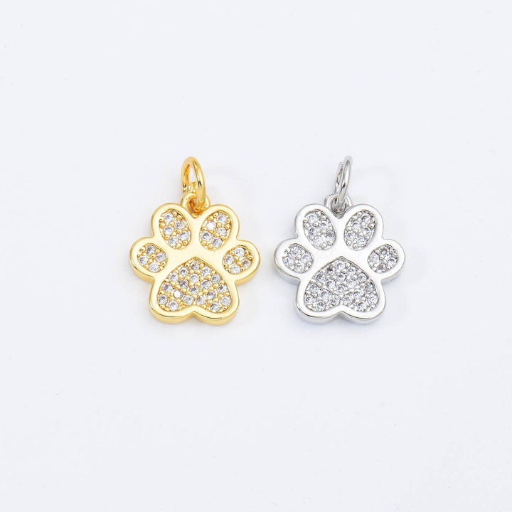 Gold Filled Paw Print Charm, Dog Cat Paw Pendant CP1661