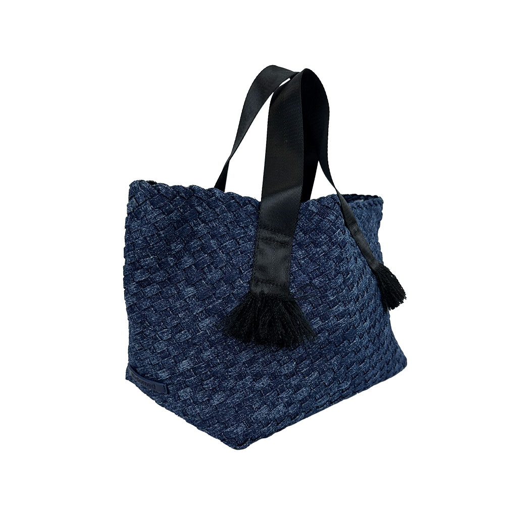 Daria Large Woven Denim Tote w/ Contrast Handles w/ Crossbody Strap