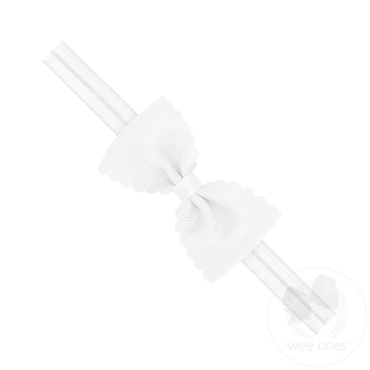 Small Scalloped Edge Grosgrain Bowtie on Matching Elastic Band