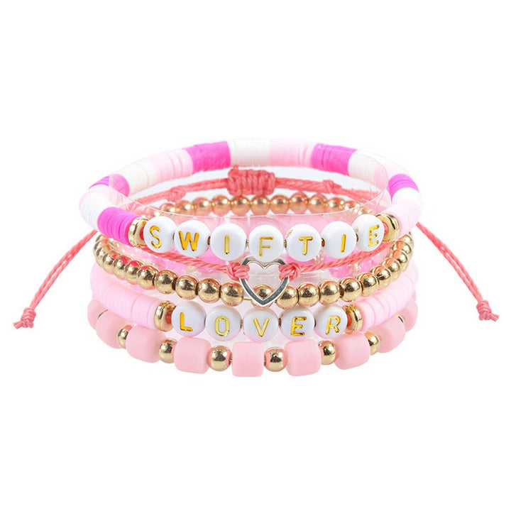 5PCS COLORED LETTER MULTI-LAYER BEADED BRACELET_CWAJE0711
