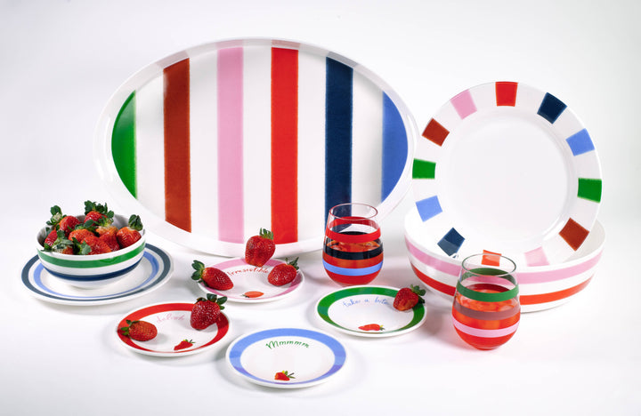Melamine Tidbit Plate Set, Adventure Stripe