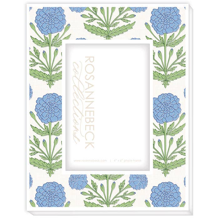 Sue Sartor Blue and Green Marigold 4x6 White Frame