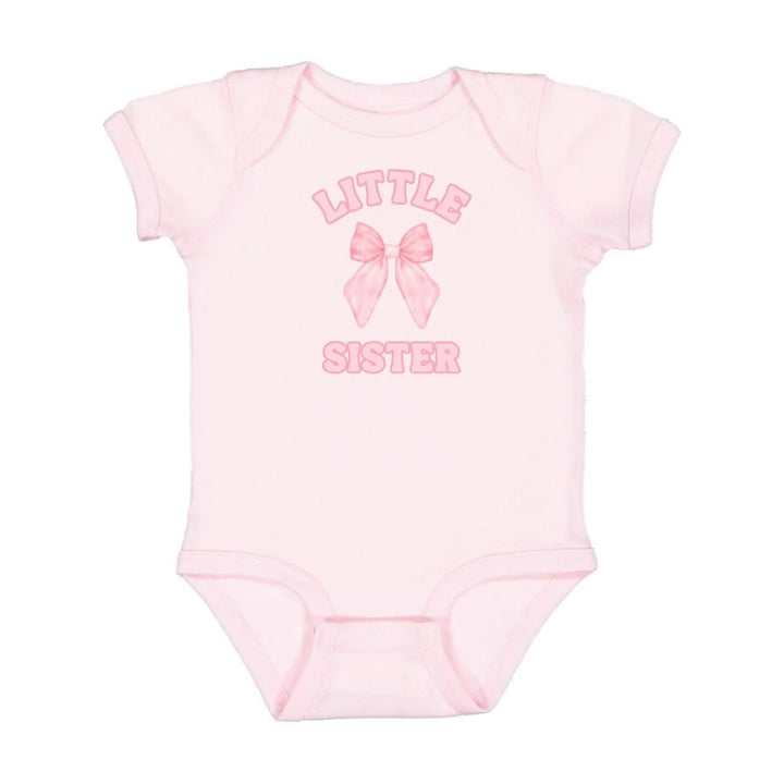 Little Sister Bow Short Sleeve Romper - Pink Ballet