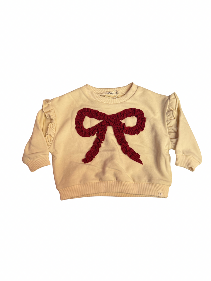 Berry Ruffle Bow Ruffle Slouch Sweatshirt