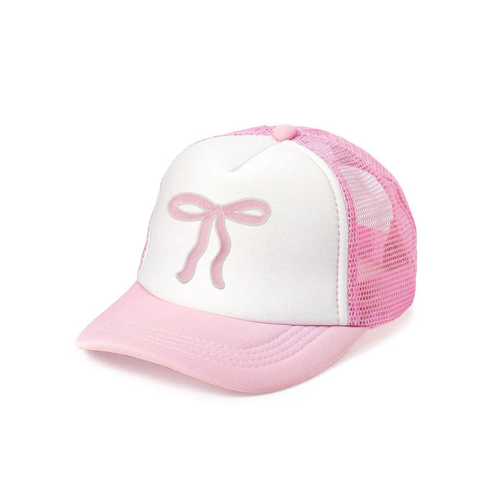 Coquette Bow Patch Trucker Hat - Pink/White