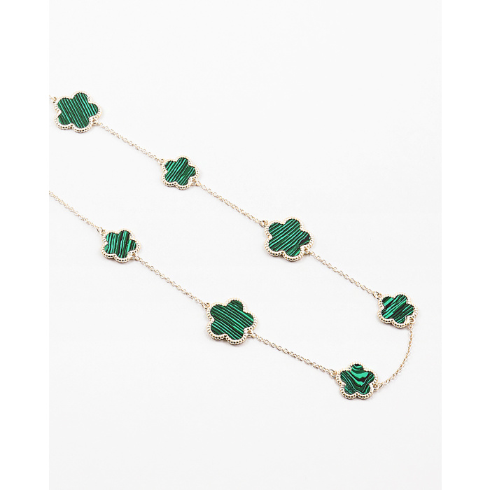 Clover Long Necklace - Green