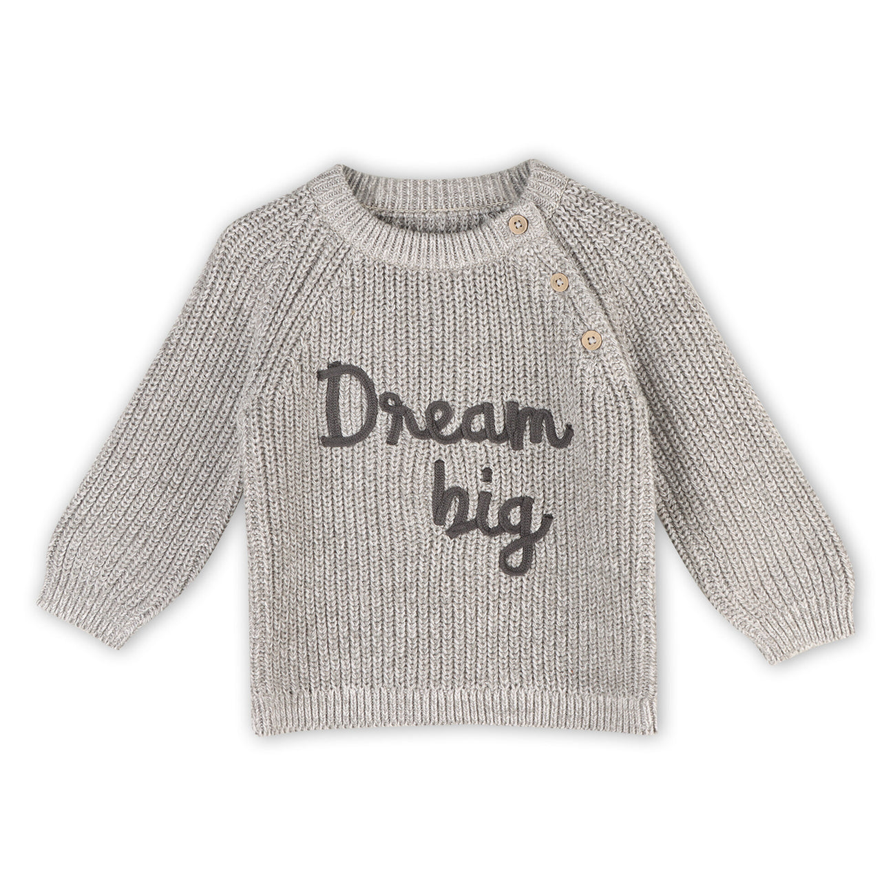 DREAM BIG Embroidered Chunky Knit Baby Sweater (Organic)