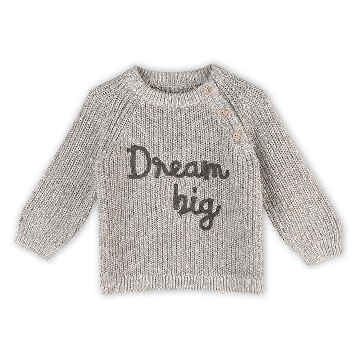 DREAM BIG Embroidered Chunky Knit Baby Sweater (Organic)