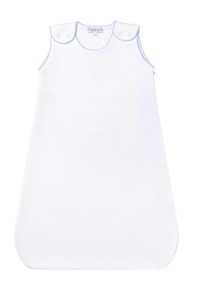 Basket Weave Quilted Baby Sack - blue trim