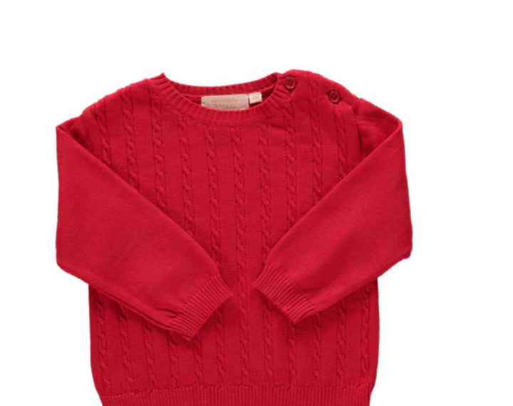 Red Pull-Over Cable Sweater