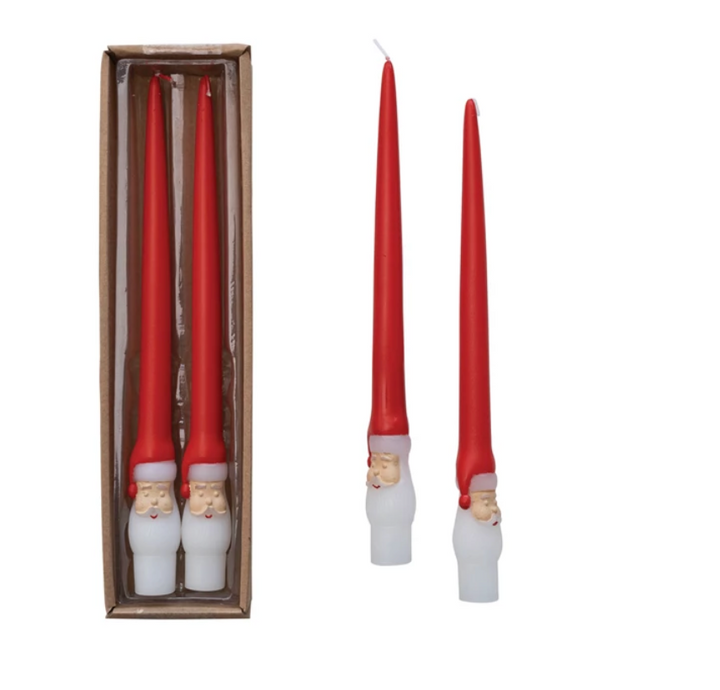 10"H Unscented Santa Taper Candles in Box, Set of 2