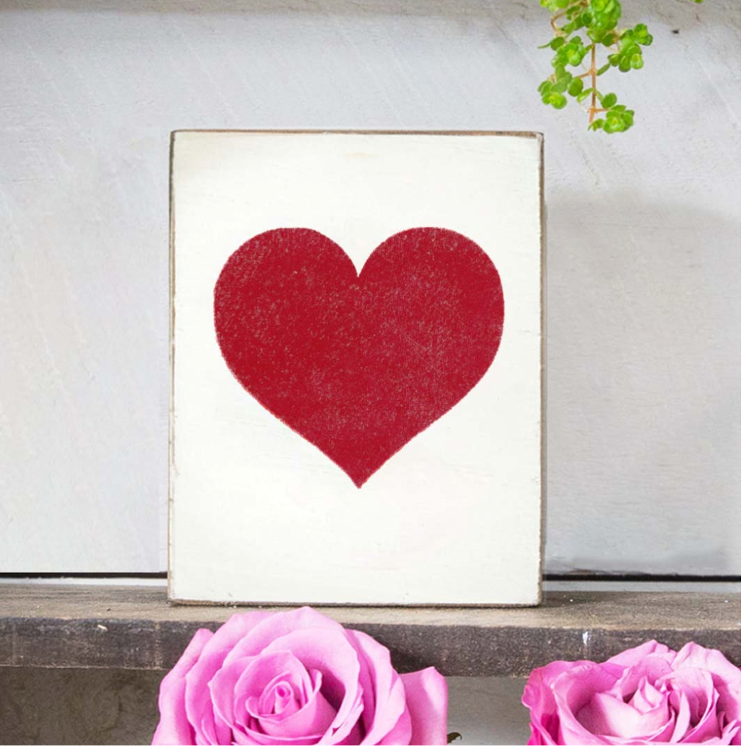 Rustic Block- Red Heart