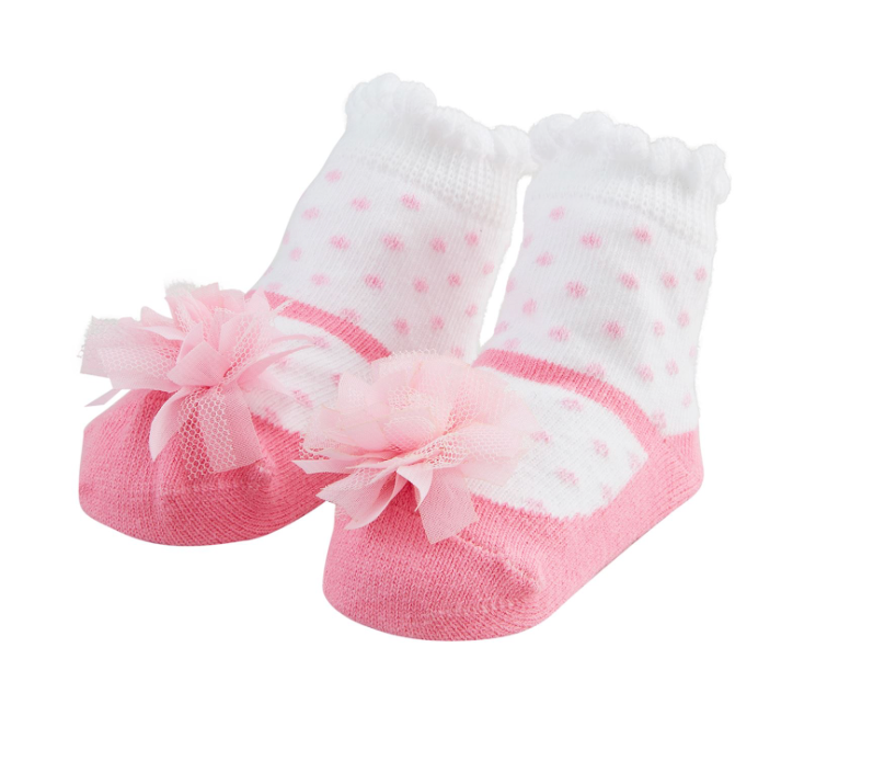 Pink Puff Mary Jane Socks
