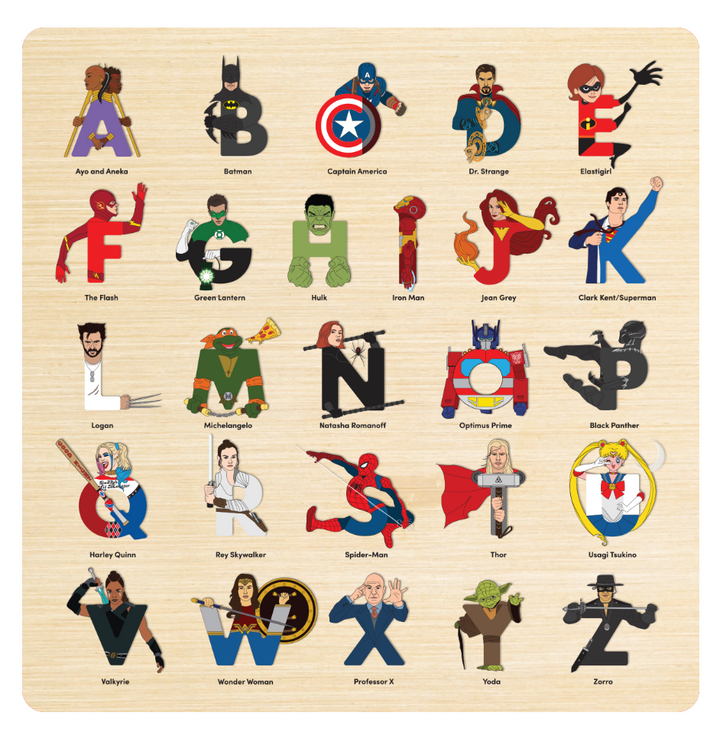 Superhero Legends Wooden Alphabet Puzzle