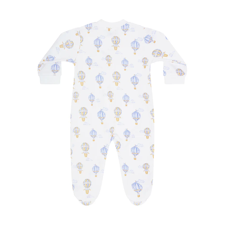 Blue Balloons Print Zipper Footie