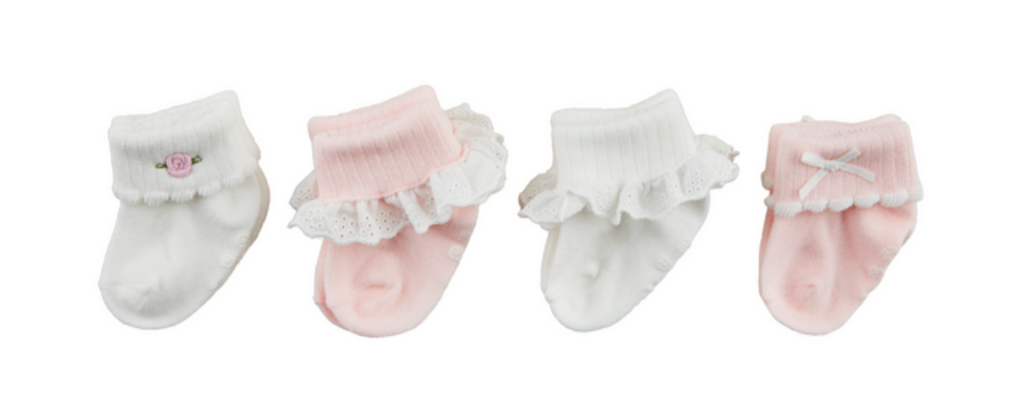 Pink Foldover Baby Sock Set