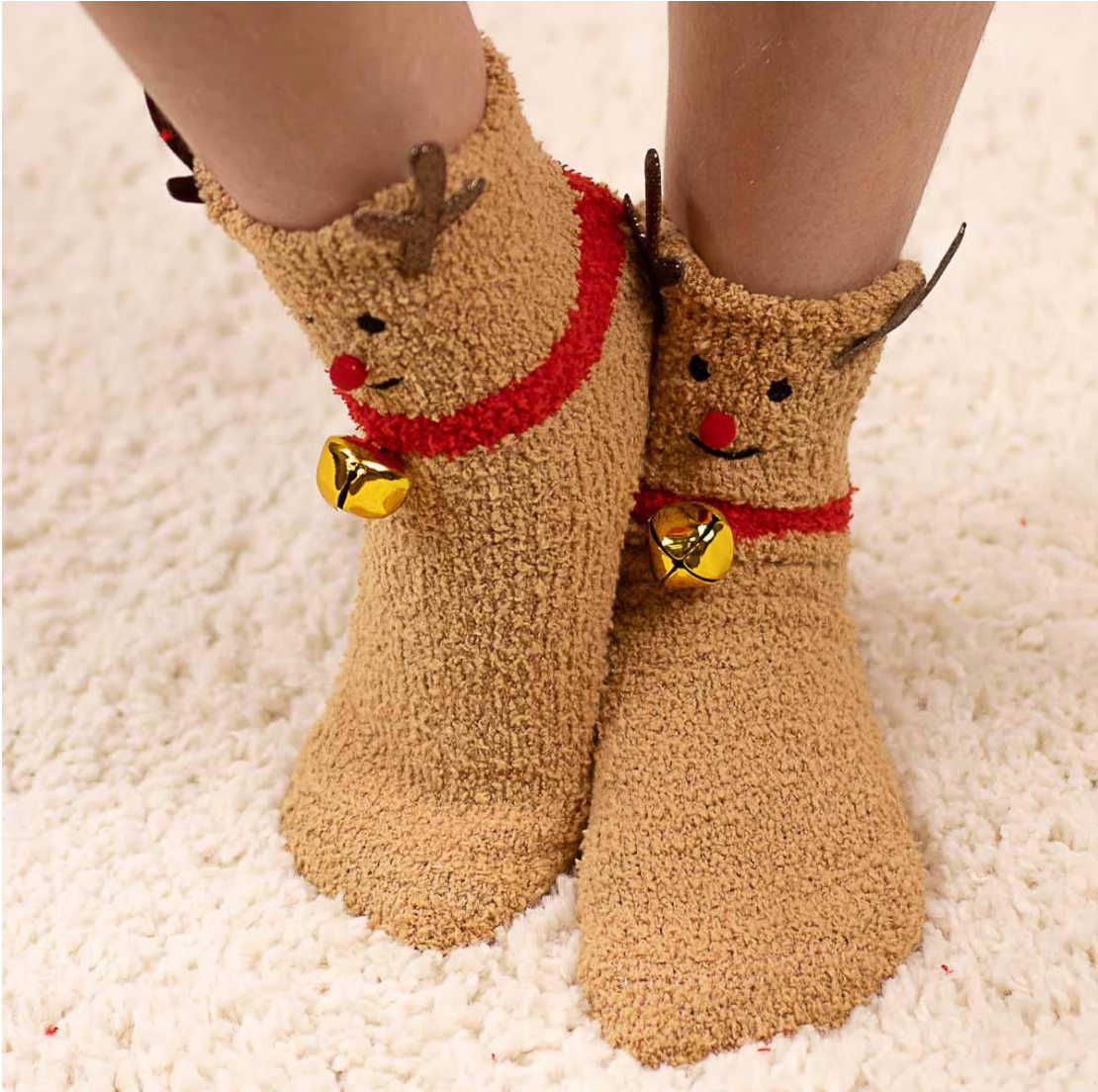 Kid's Rudolph Jingle Bell Cozy Socks