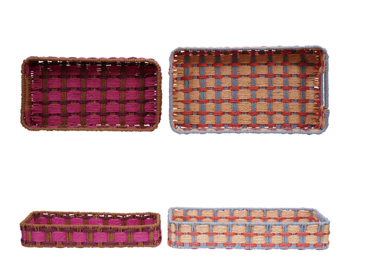 Decorative Woven Paper Rope Trays with Handles