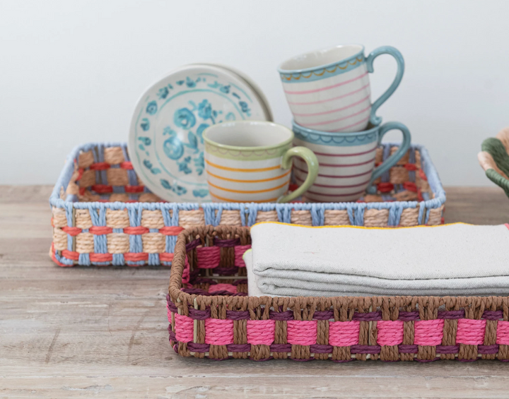 Decorative Woven Paper Rope Trays with Handles