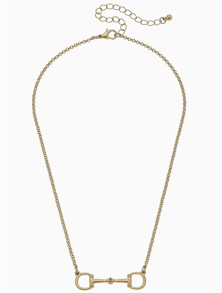 Lou Ann Linked Horsebit Necklace in Shiny Gold