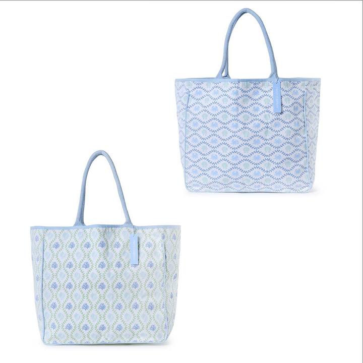 Coastal Block Print Tote Bag
