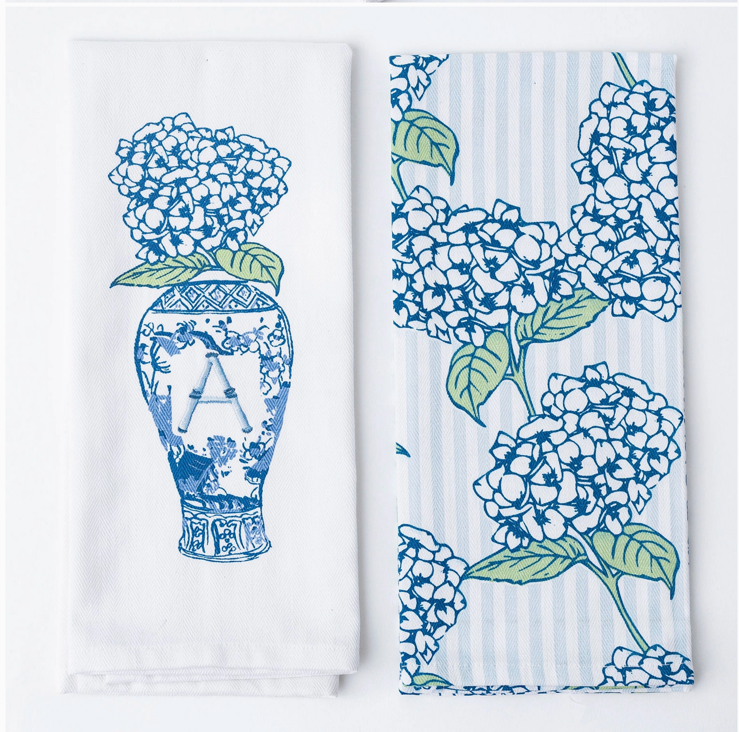 Hydrangea Initial Kitchen Towel Set