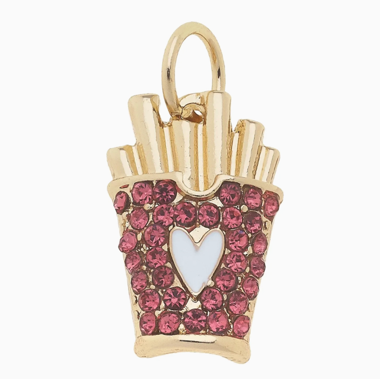 Pave French Fries Charm in Pink