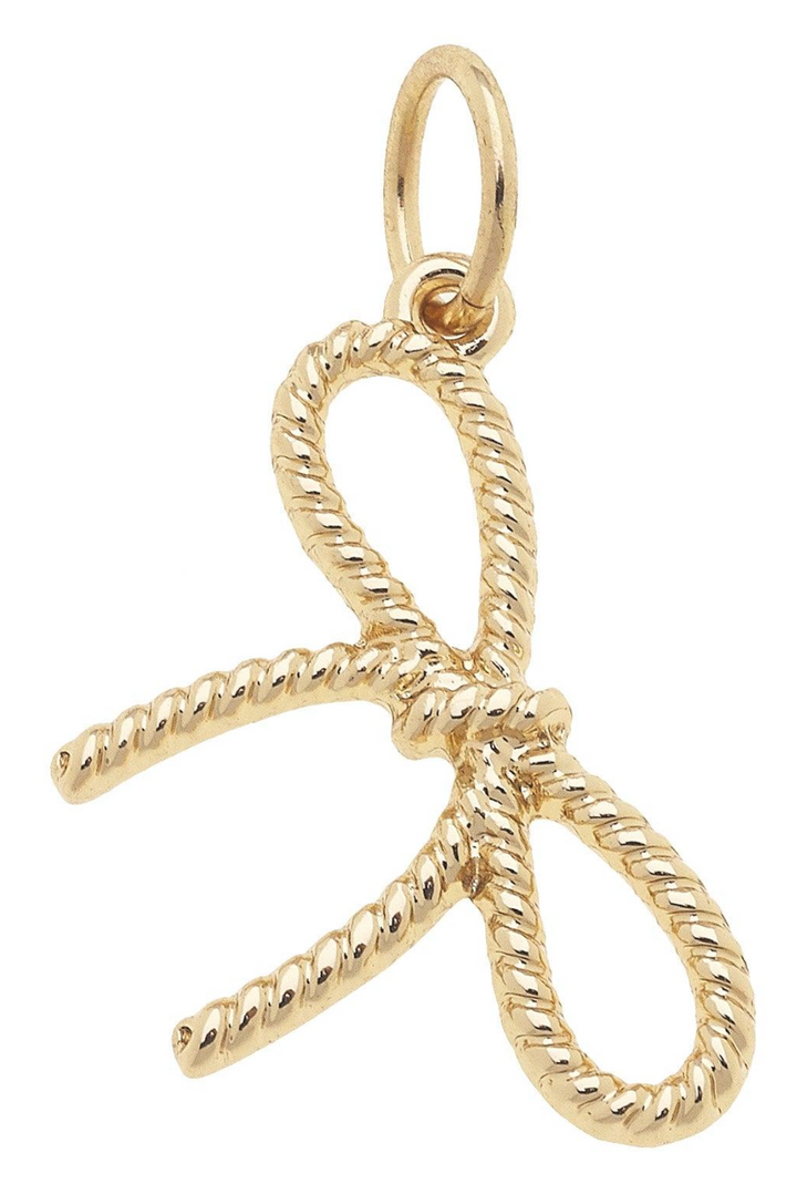 Rope Bow Charm in Shiny Gold