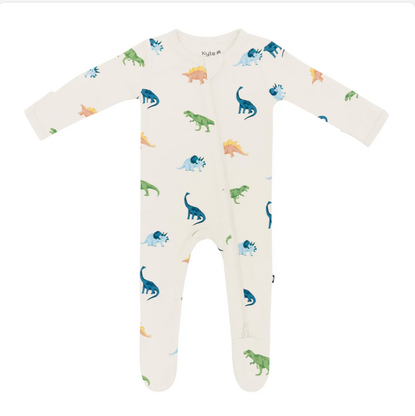 Zippered Footie in Ecru Roar