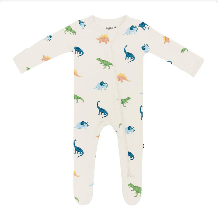 Zippered Footie in Ecru Roar