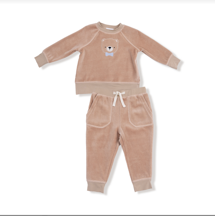 Velour Teddy Bear - Raglan Sweatshirt + Jogger Set
