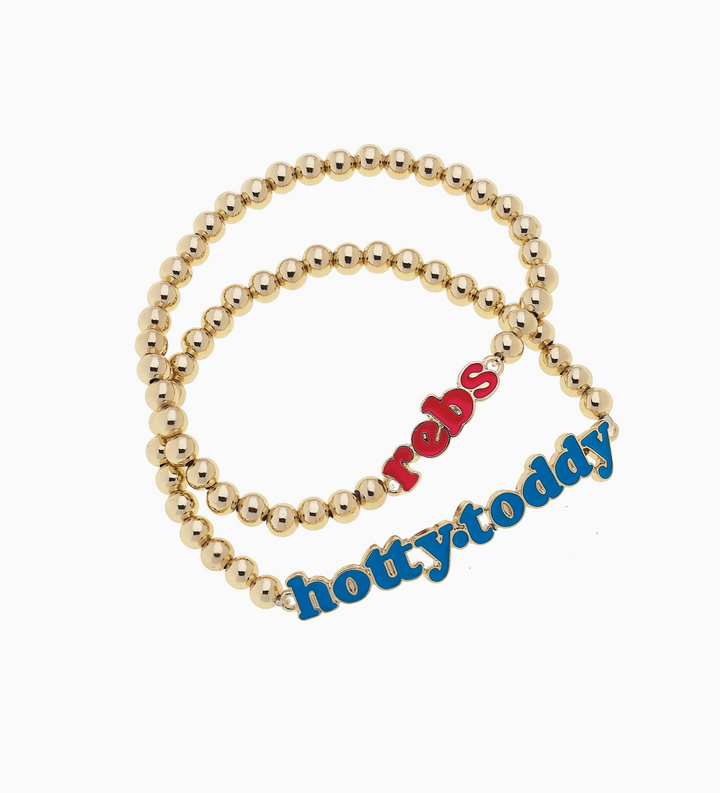 Ole Miss Rebels Slogan Ball Bead Bracelet Set of 2