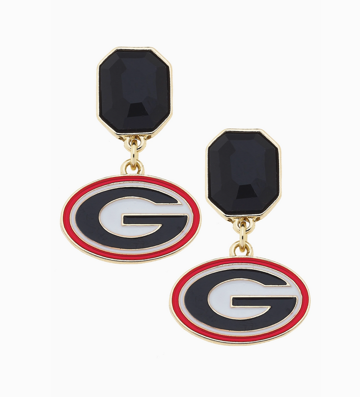 Georgia Bulldogs Rhinestone Enamel Logo Earrings