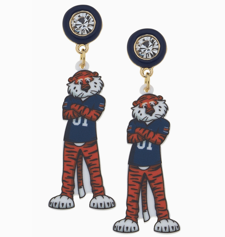 Auburn Aubie the Tiger Resin Mascot Earrings