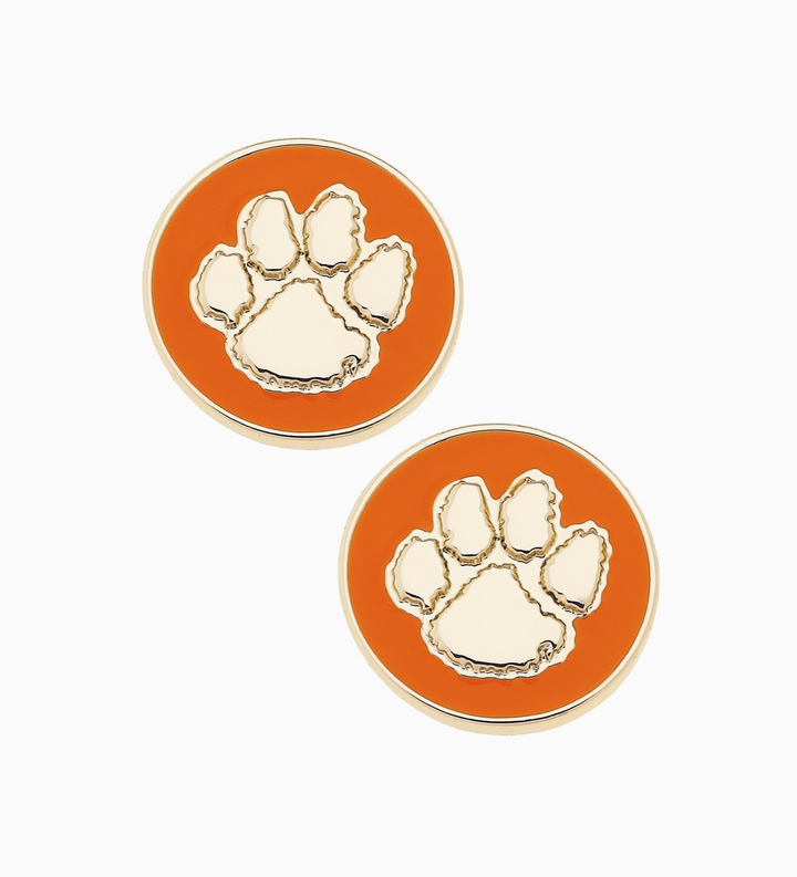 Clemson Tigers Logo Circle Stud Earrings