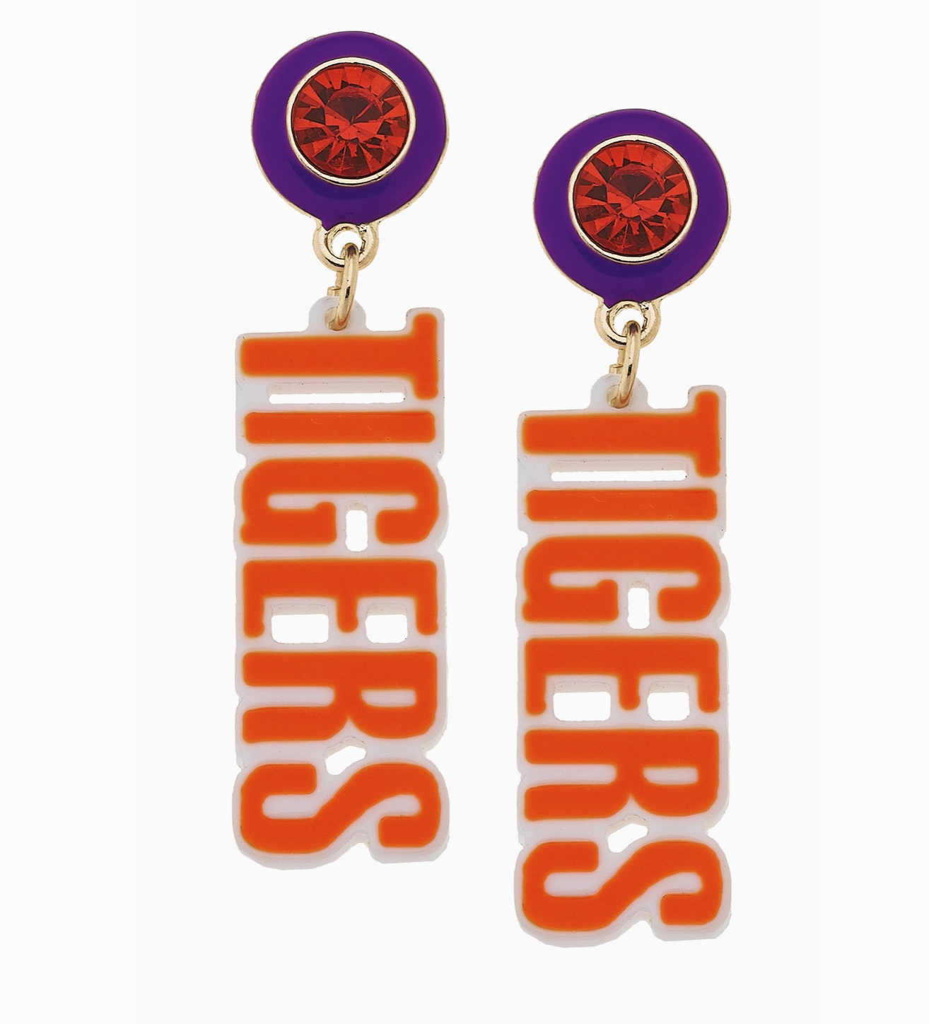 Clemson Tigers Resin Block Letter Earrings