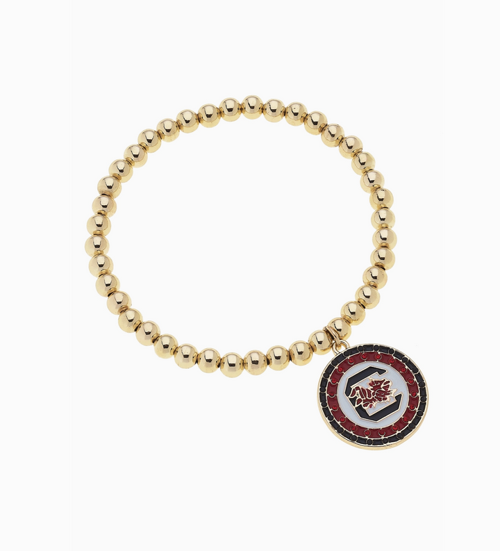 South Carolina Gamecocks Pave Disc Ball Bead Bracelet