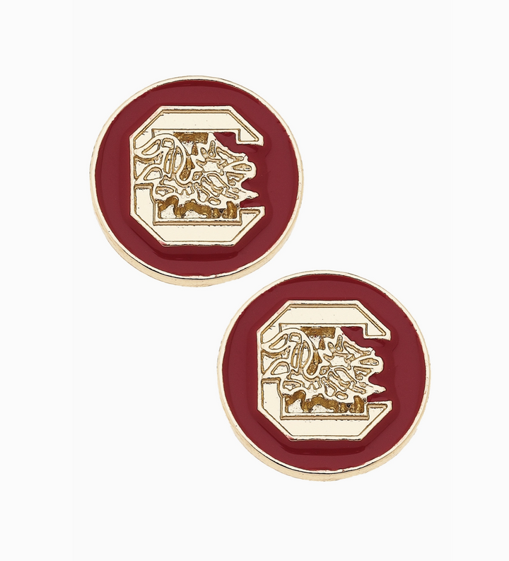 South Carolina Gamecocks Logo Circle Stud Earrings